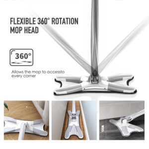 X-Mop Hand-Free Flat Squeeze Mop – X-Type Microfiber Twist Mop for Home Cleaning